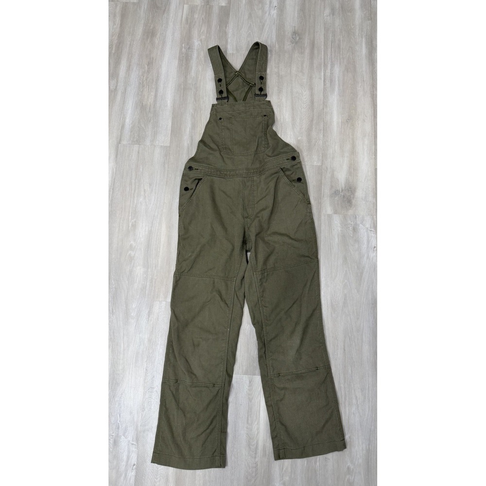 Patagonia Hemp Canvas Bib Overalls Women Sz M Olive Green Carpenter Double Knee